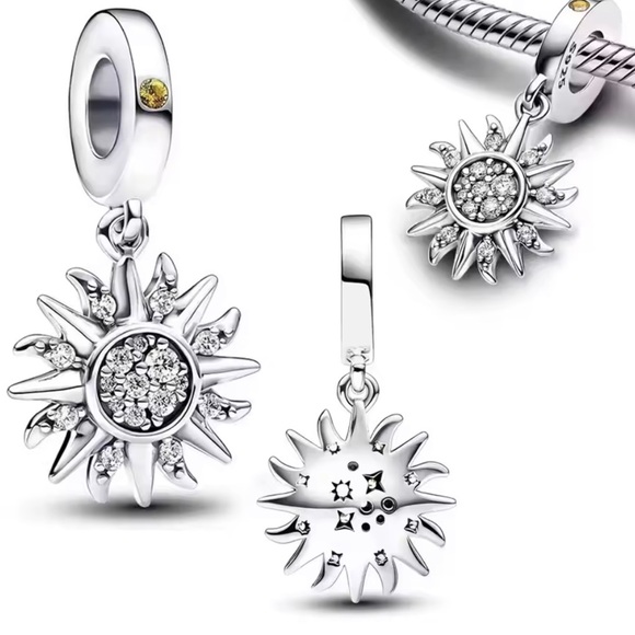 Pandora Silver and Gold Sunburst Charm - Picture 1 of 2